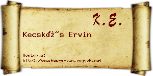 Kecskés Ervin névjegykártya