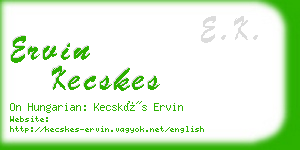 ervin kecskes business card